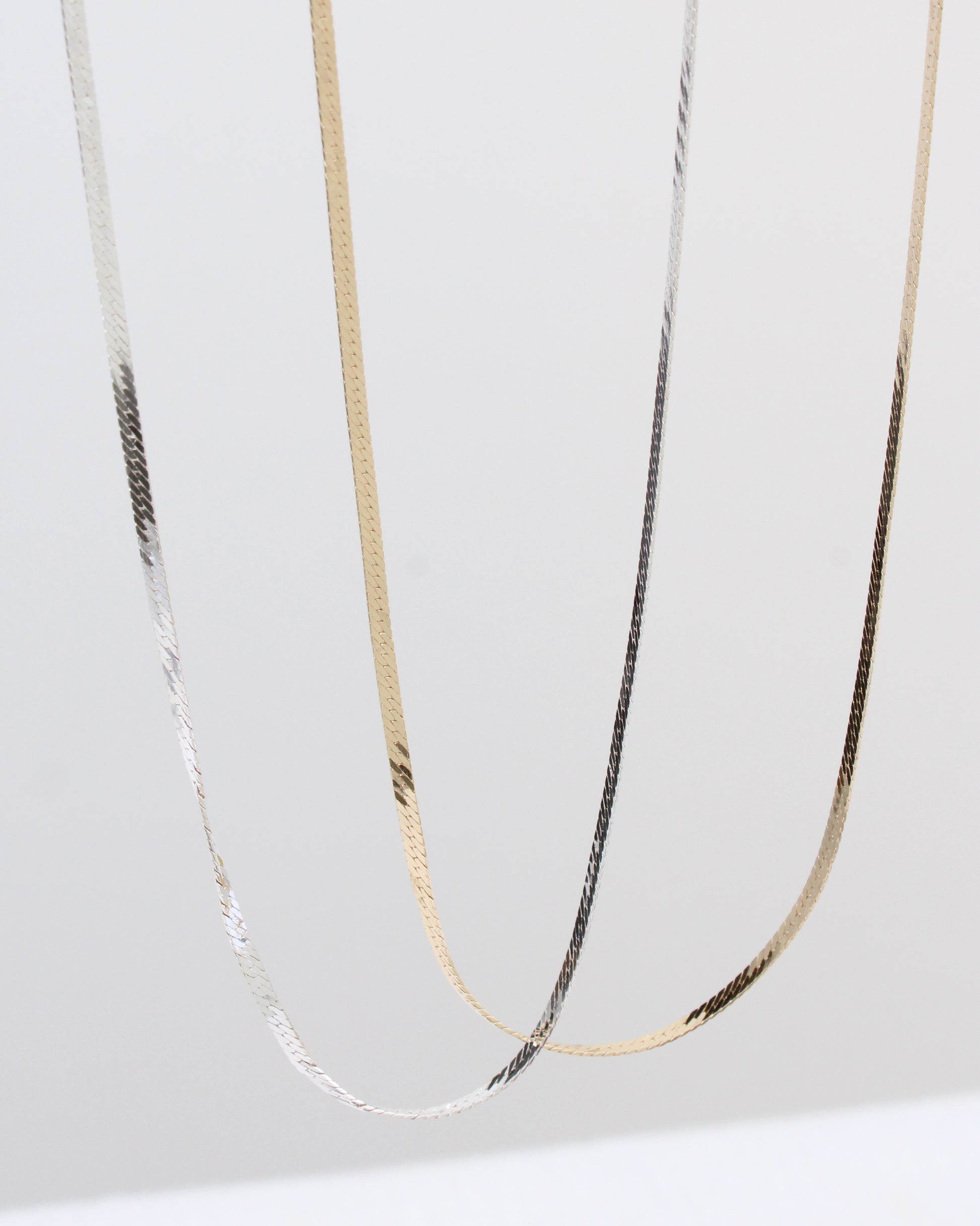 16" 2mm Flat Herringbone Necklace, NC23