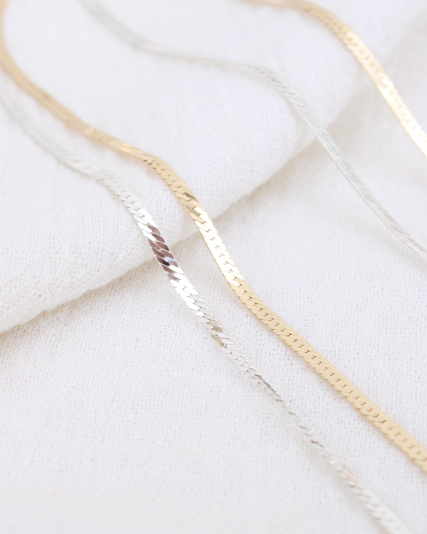 16" 2mm Flat Herringbone Necklace, NC23
