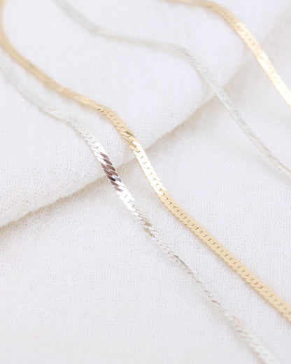 16" 2mm Flat Herringbone Necklace, NC23