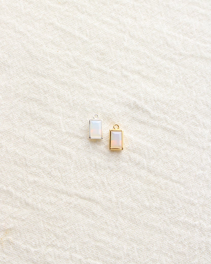 4mm White Opal Rectangle Charm, CH289