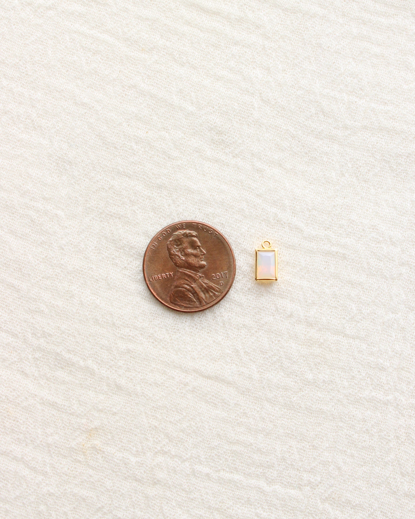 4mm White Opal Rectangle Charm, CH289