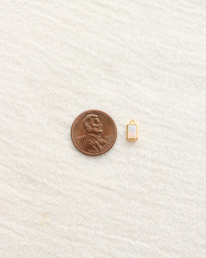 4mm White Opal Rectangle Charm, CH289