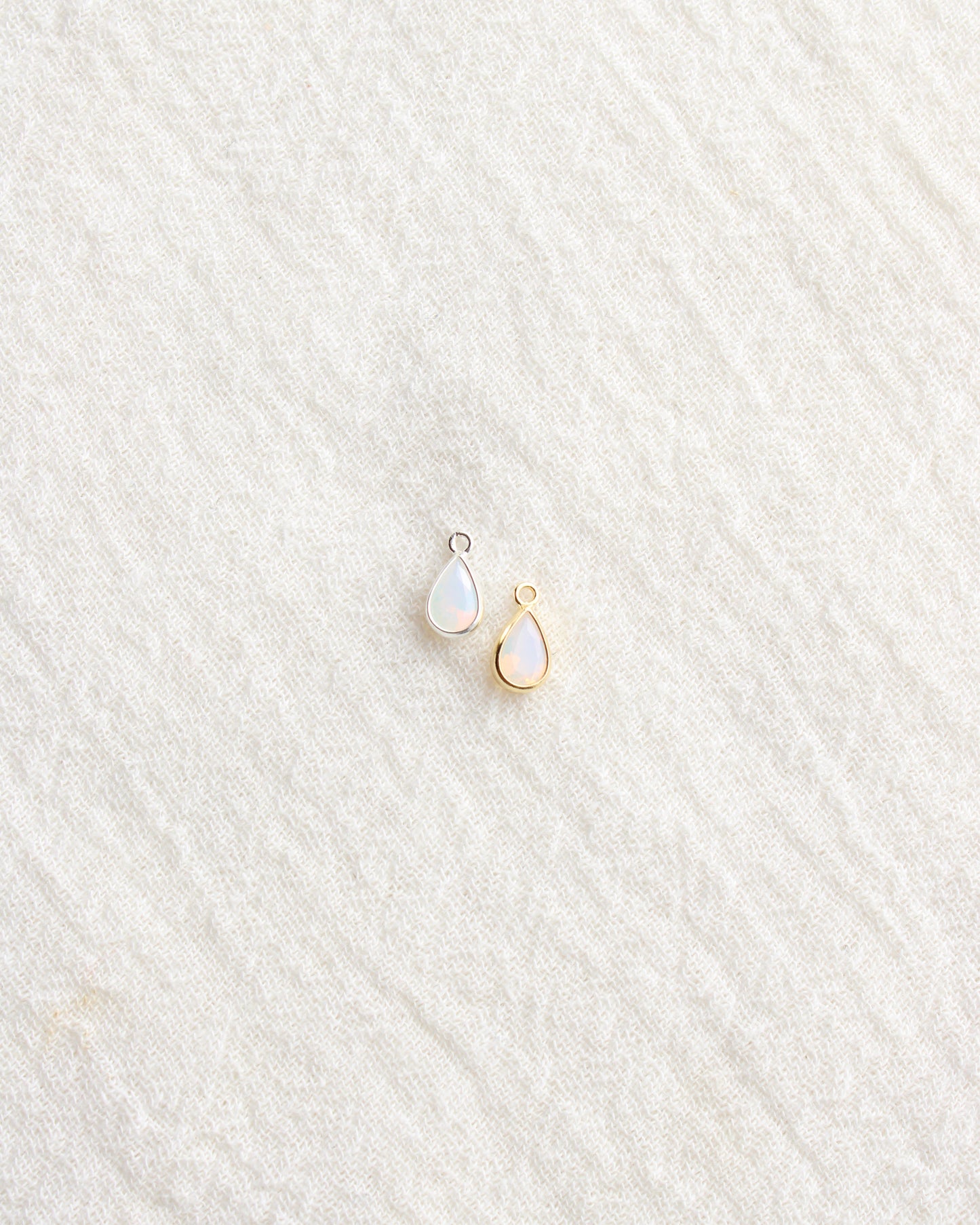 4mm White Opal Teardrop Charm, CH286