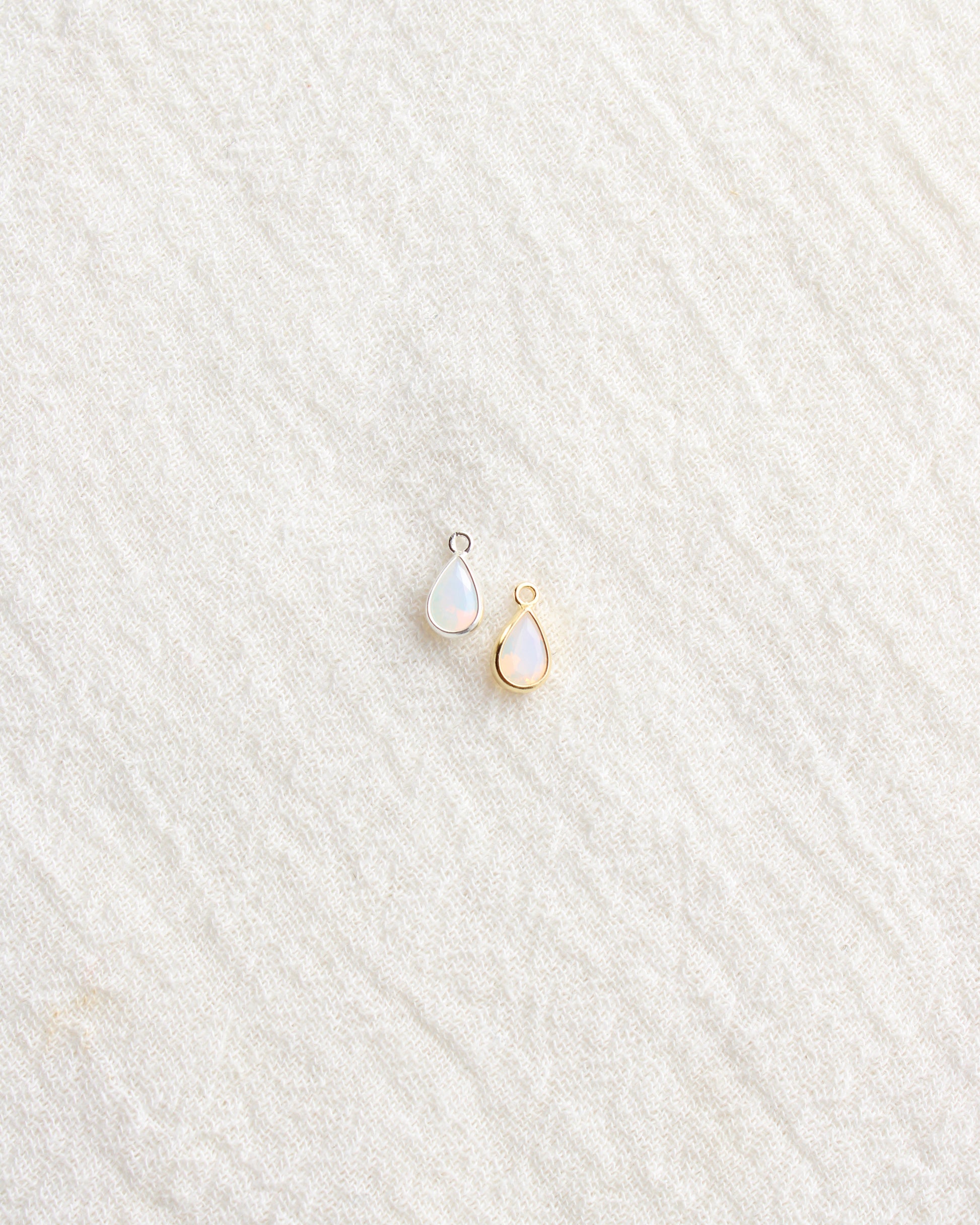 4mm White Opal Teardrop Charm, CH286