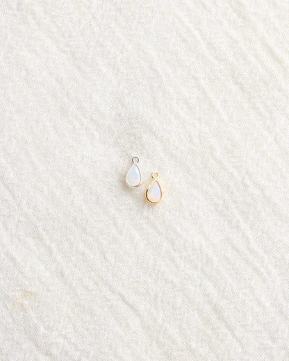 4mm White Opal Teardrop Charm, CH286