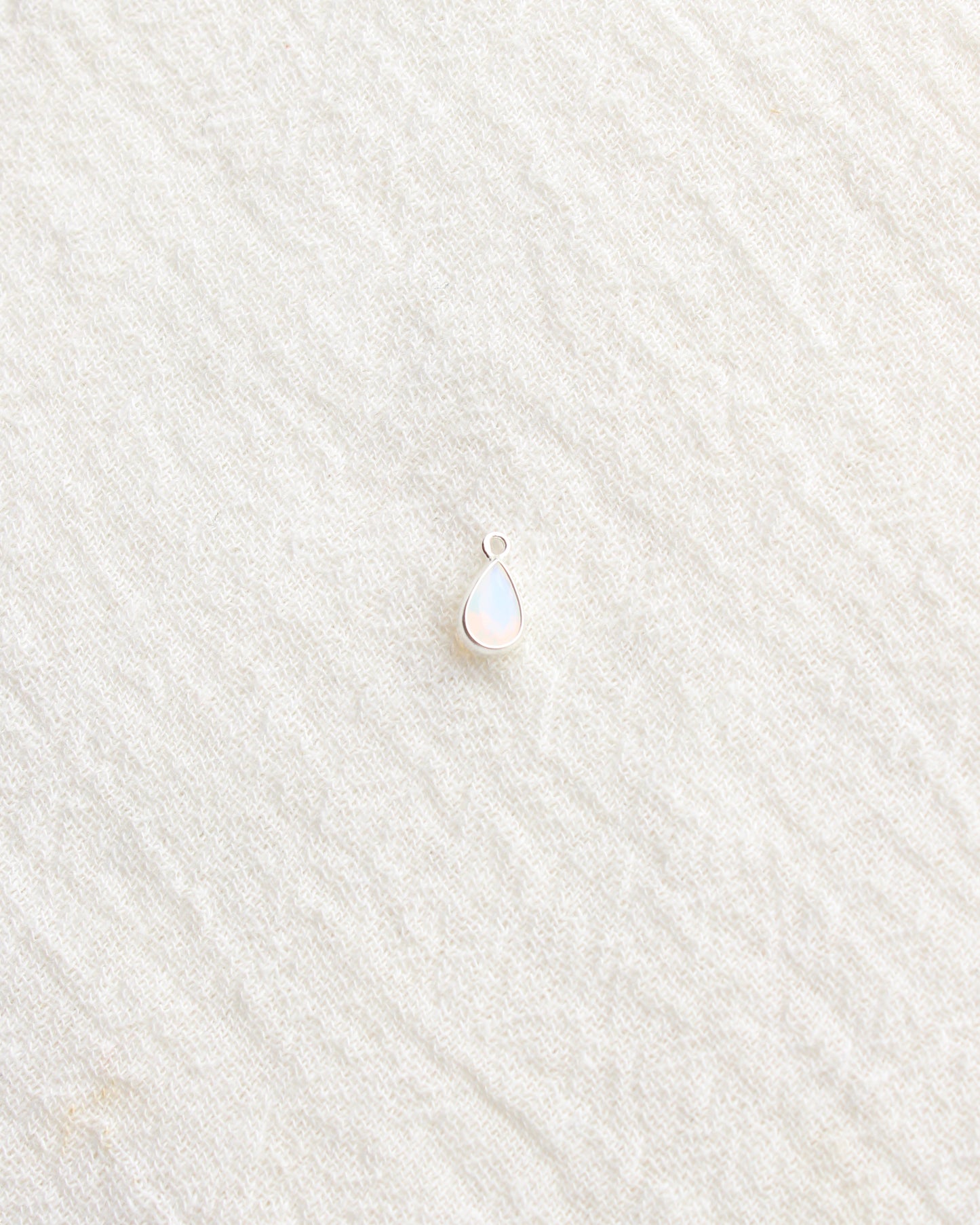 4mm White Opal Teardrop Charm, CH286