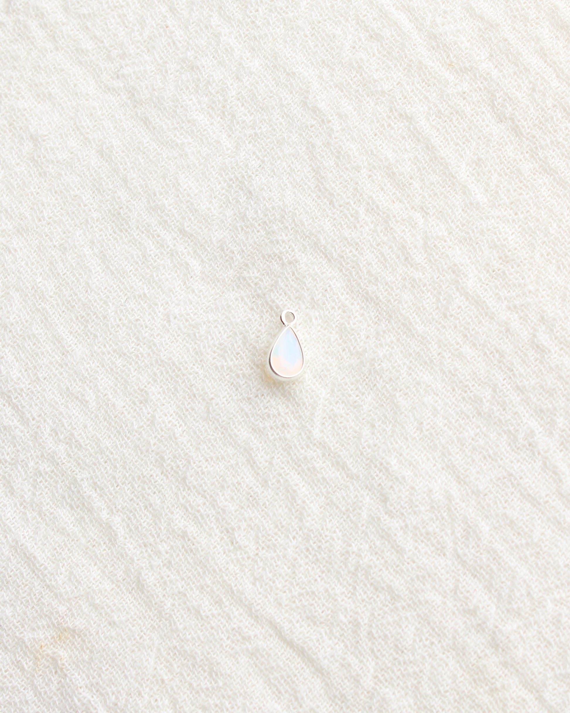 4mm White Opal Teardrop Charm, CH286