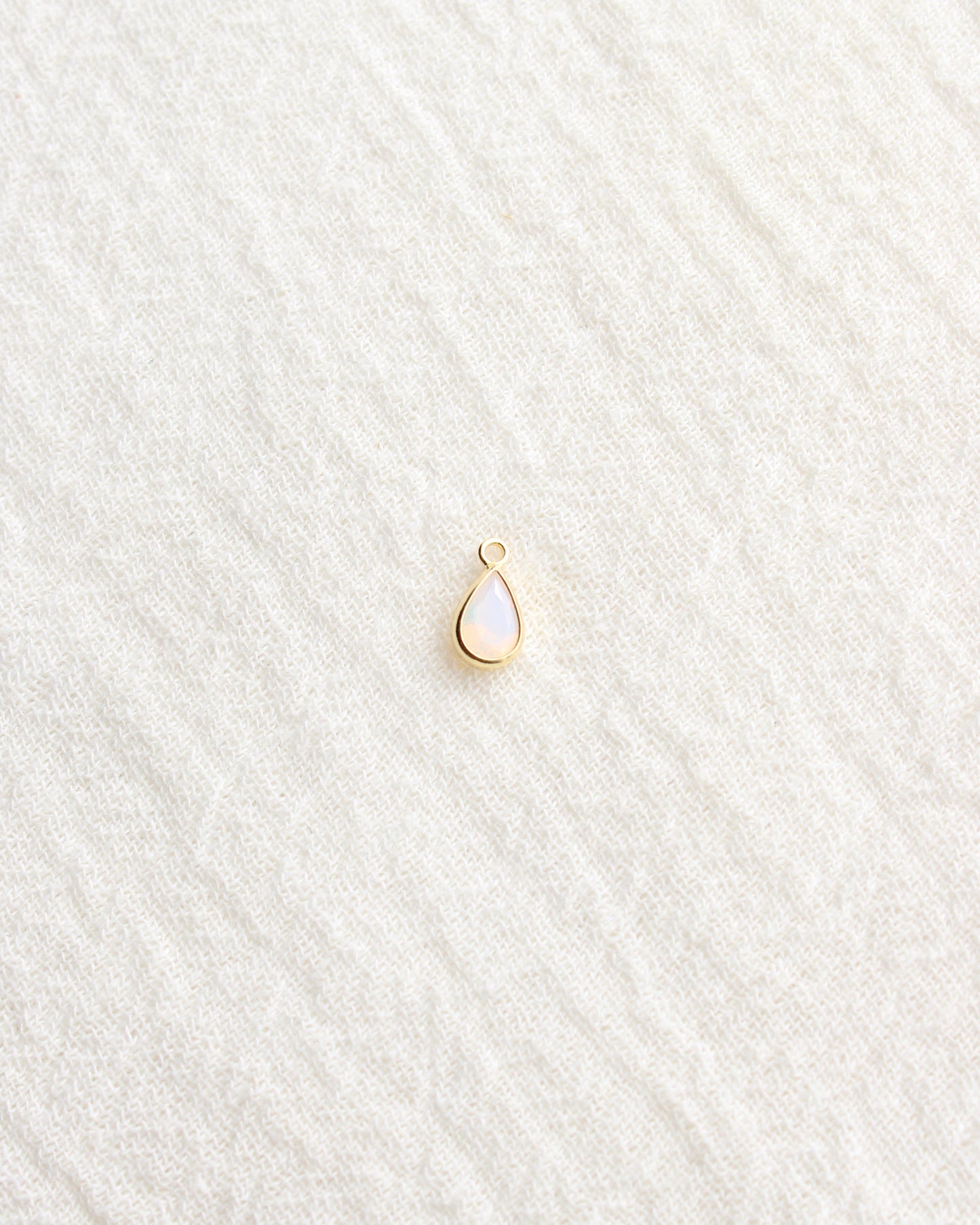 4mm White Opal Teardrop Charm, CH286
