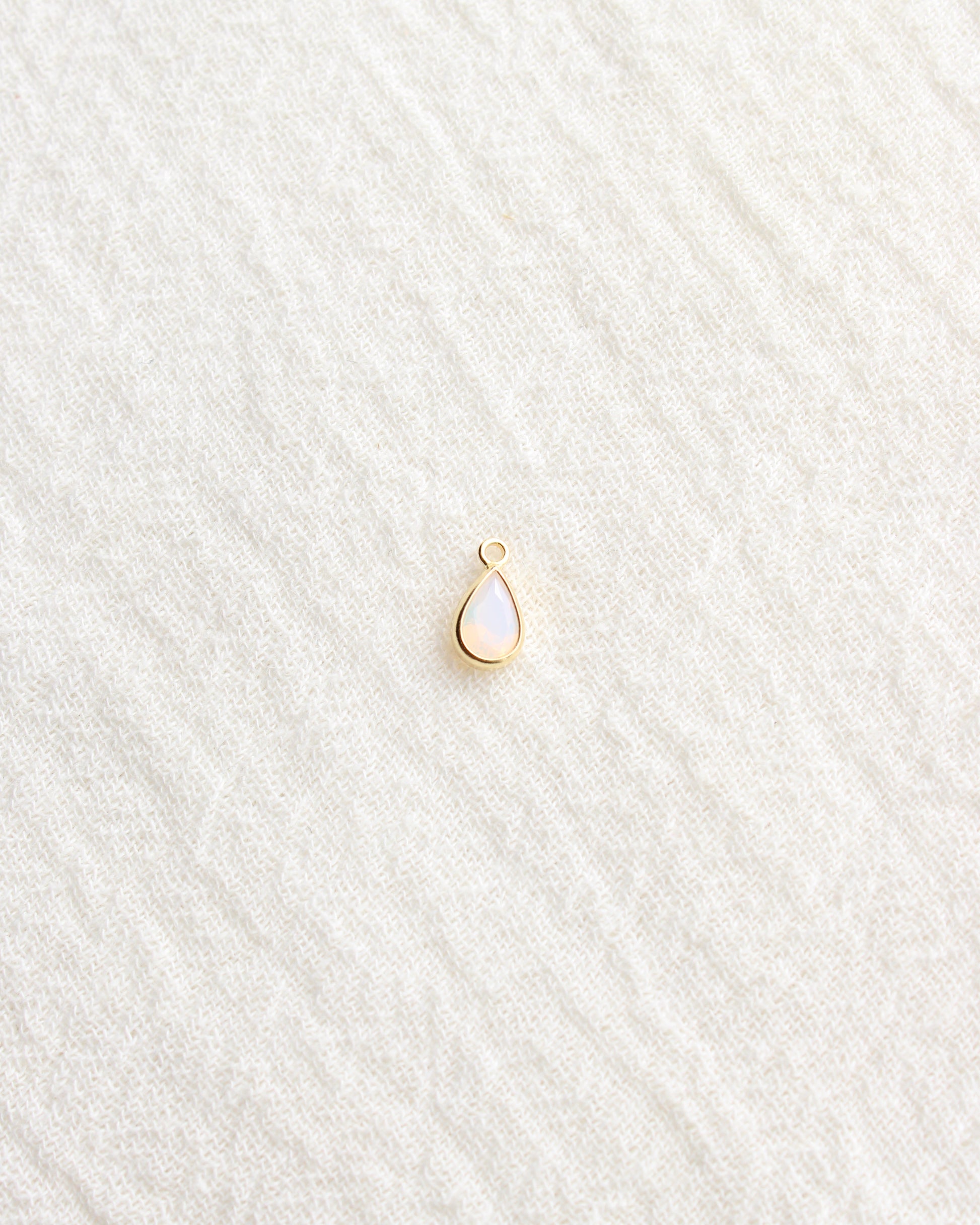 4mm White Opal Teardrop Charm, CH286