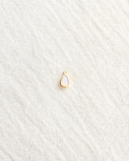 4mm White Opal Teardrop Charm, CH286