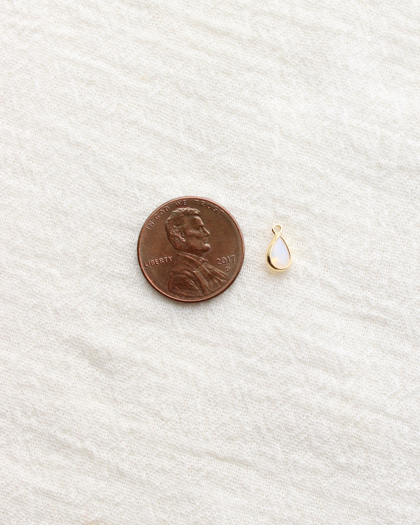 4mm White Opal Teardrop Charm, CH286