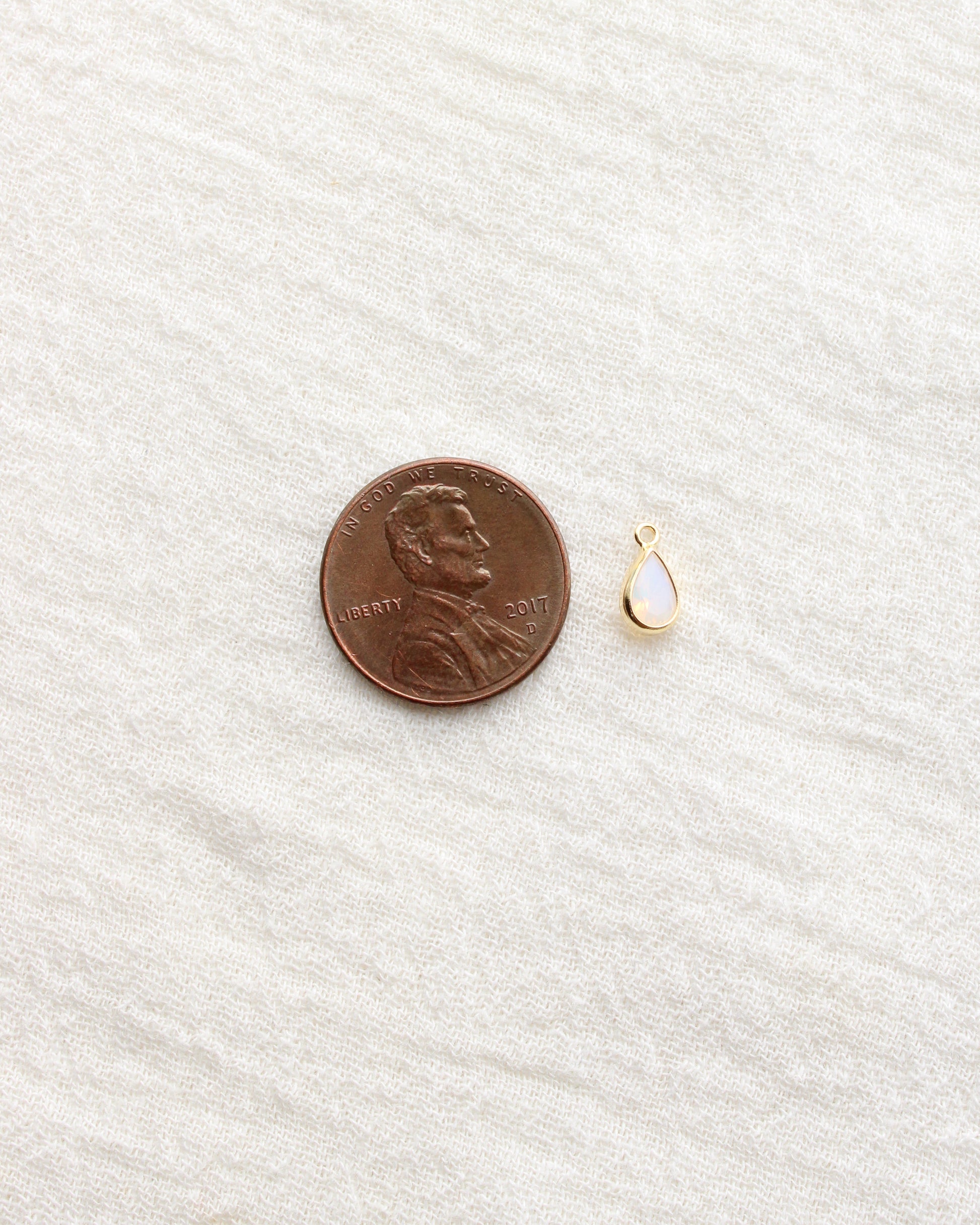 4mm White Opal Teardrop Charm, CH286