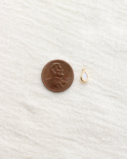 4mm White Opal Teardrop Charm, CH286