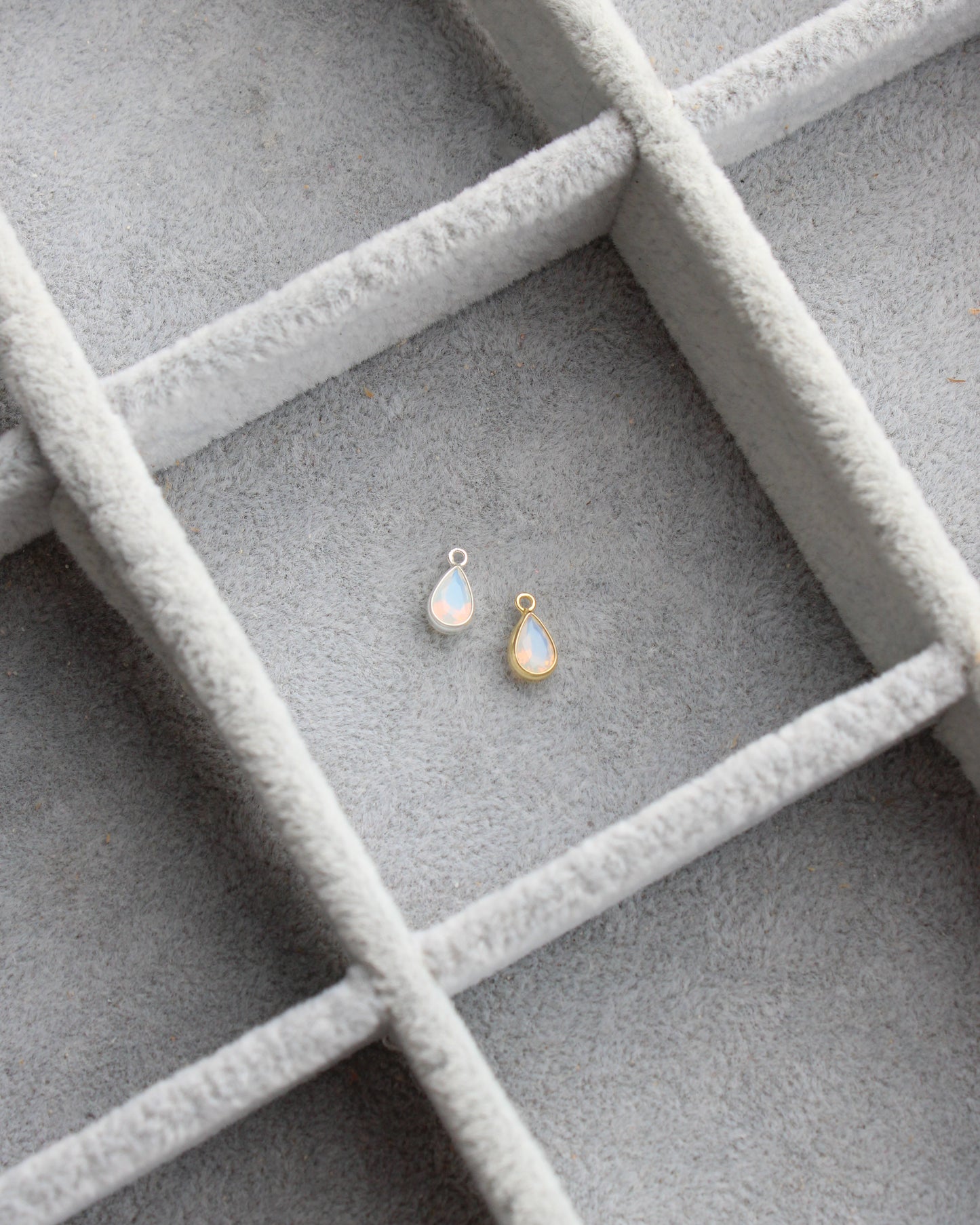 4mm White Opal Teardrop Charm, CH286