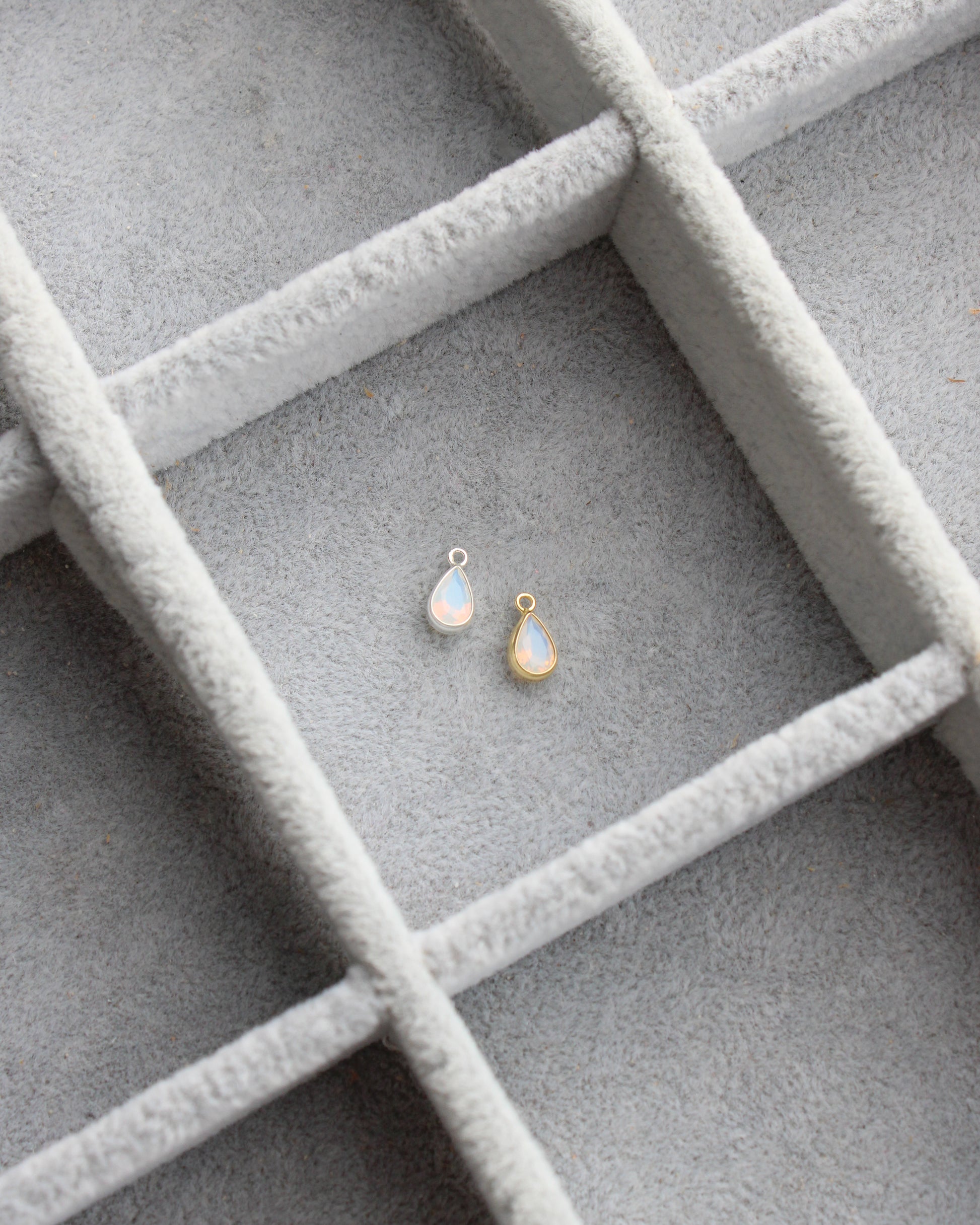 4mm White Opal Teardrop Charm, CH286
