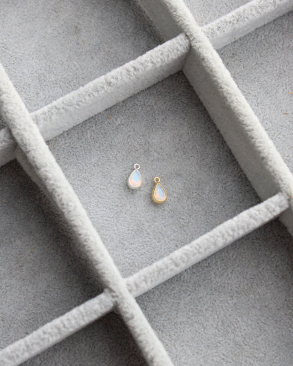 4mm White Opal Teardrop Charm, CH286