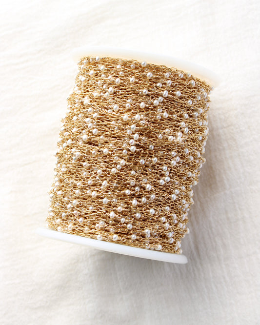 1.75 Paperclip Chain with 3mm Genuine Freshwater Pearl, G222