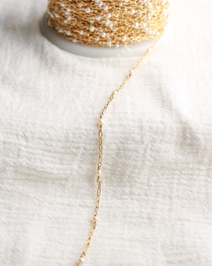 1.75 Paperclip Chain with 3mm Genuine Freshwater Pearl, G222