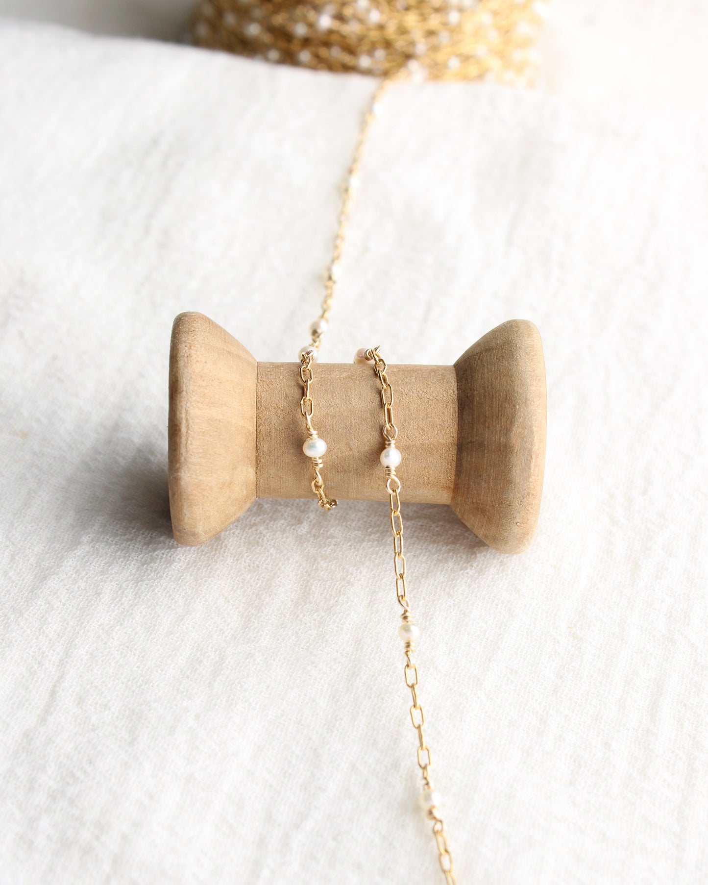 1.75 Paperclip Chain with 3mm Genuine Freshwater Pearl, G222