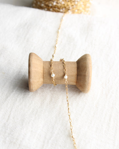 1.75 Paperclip Chain with 3mm Genuine Freshwater Pearl, G222