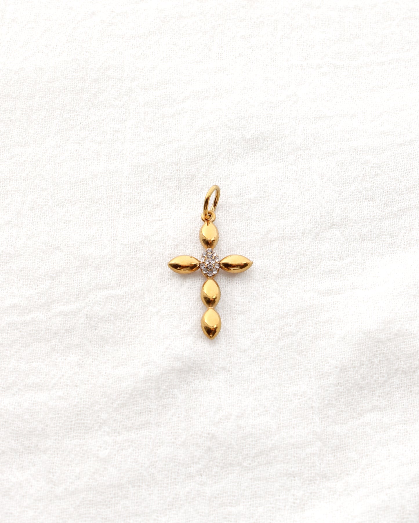 Cross PVD Charm, w/ Oval White CZ, CH353