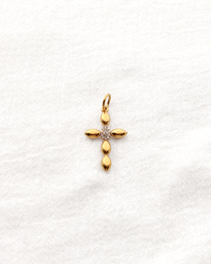 Cross PVD Charm, w/ Oval White CZ, CH353