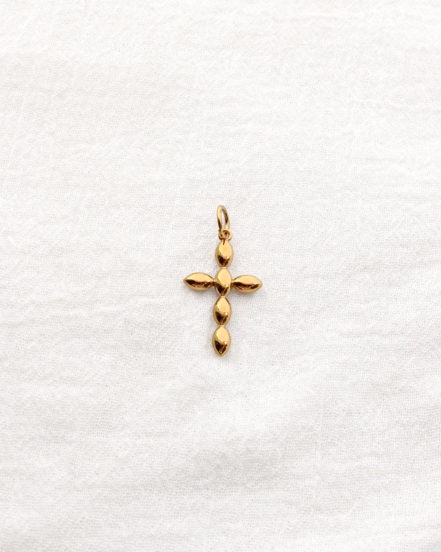 Cross PVD Charm, w/ Oval White CZ, CH353