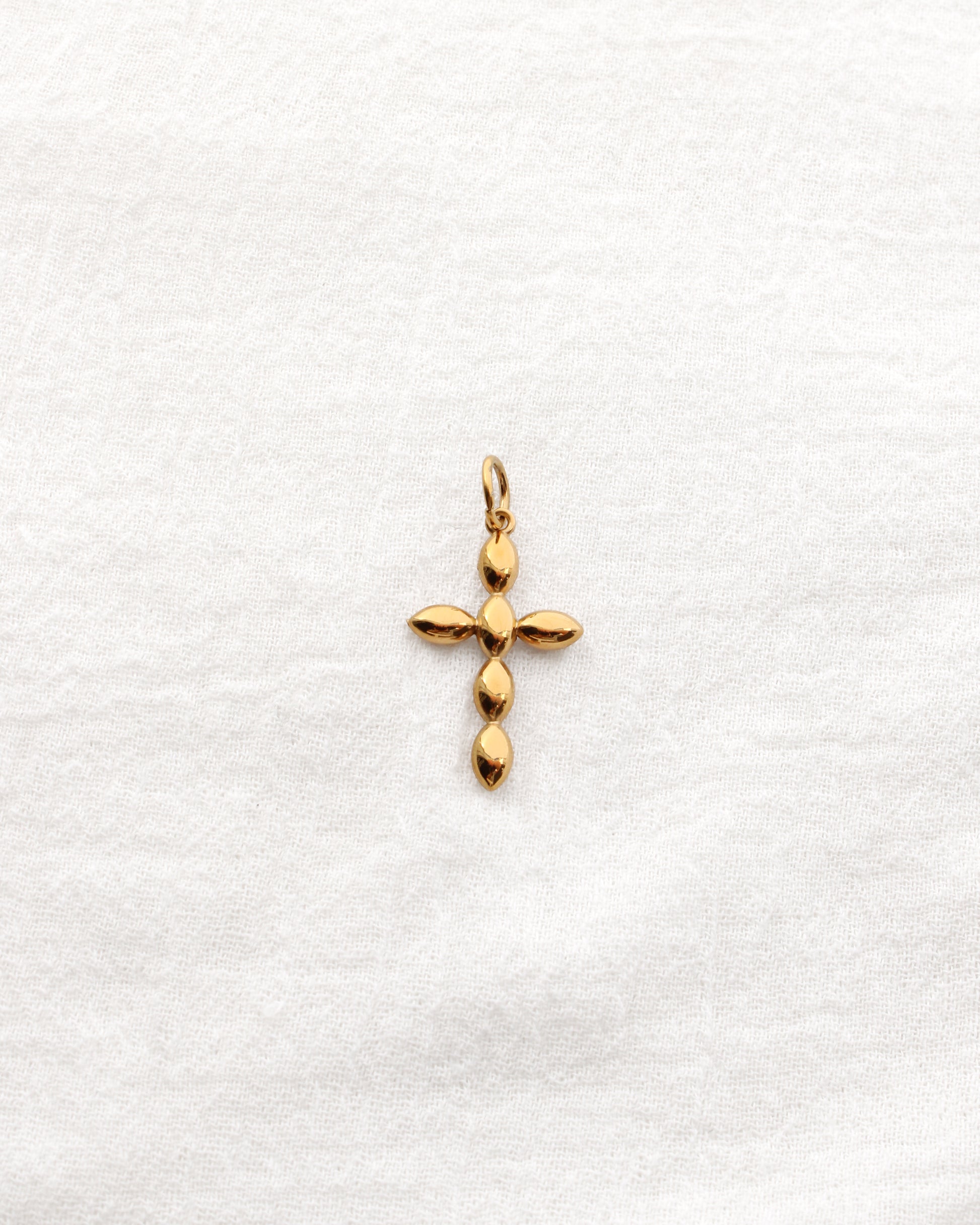 Cross PVD Charm, w/ Oval White CZ, CH353