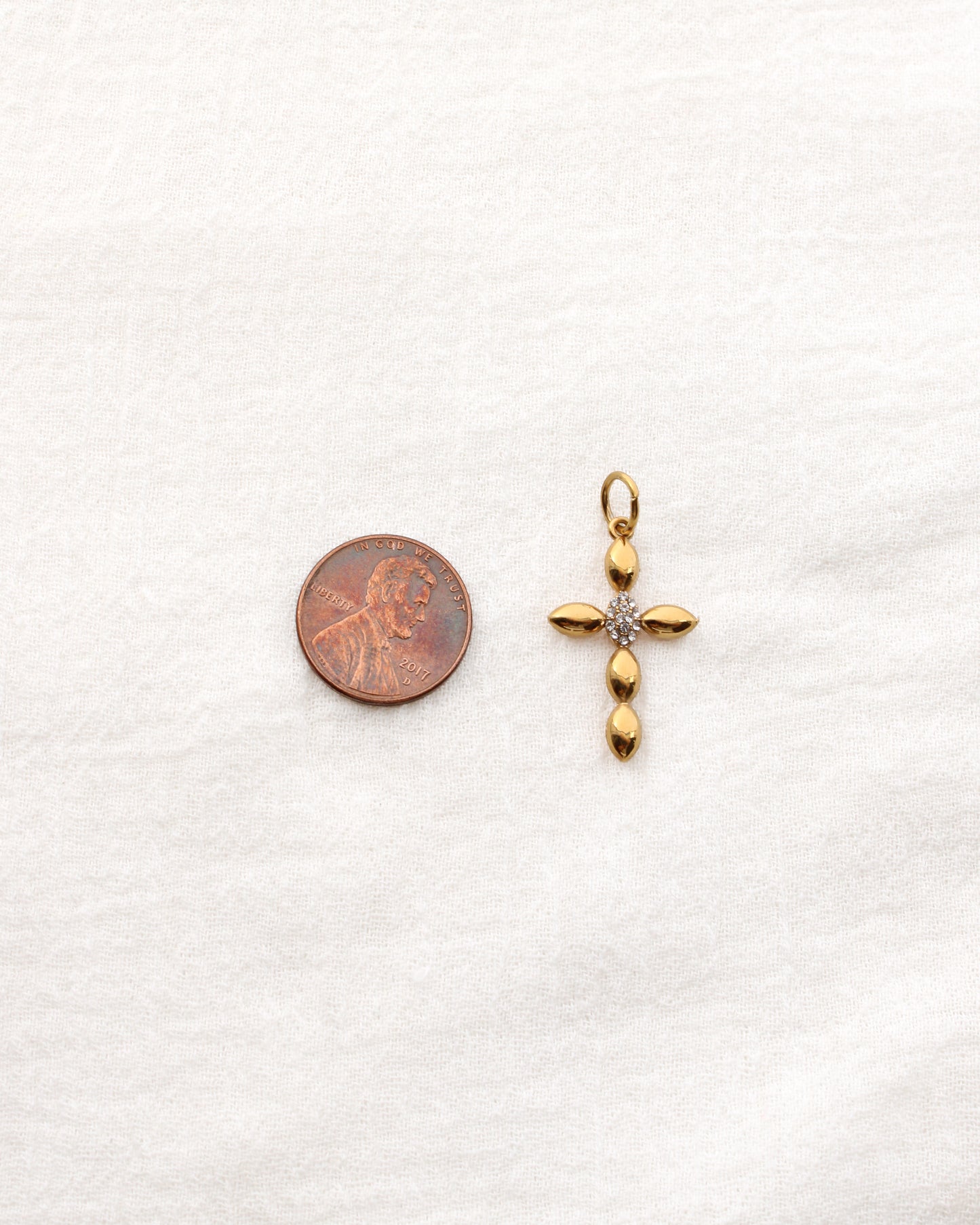 Cross PVD Charm, w/ Oval White CZ, CH353