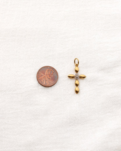 Cross PVD Charm, w/ Oval White CZ, CH353