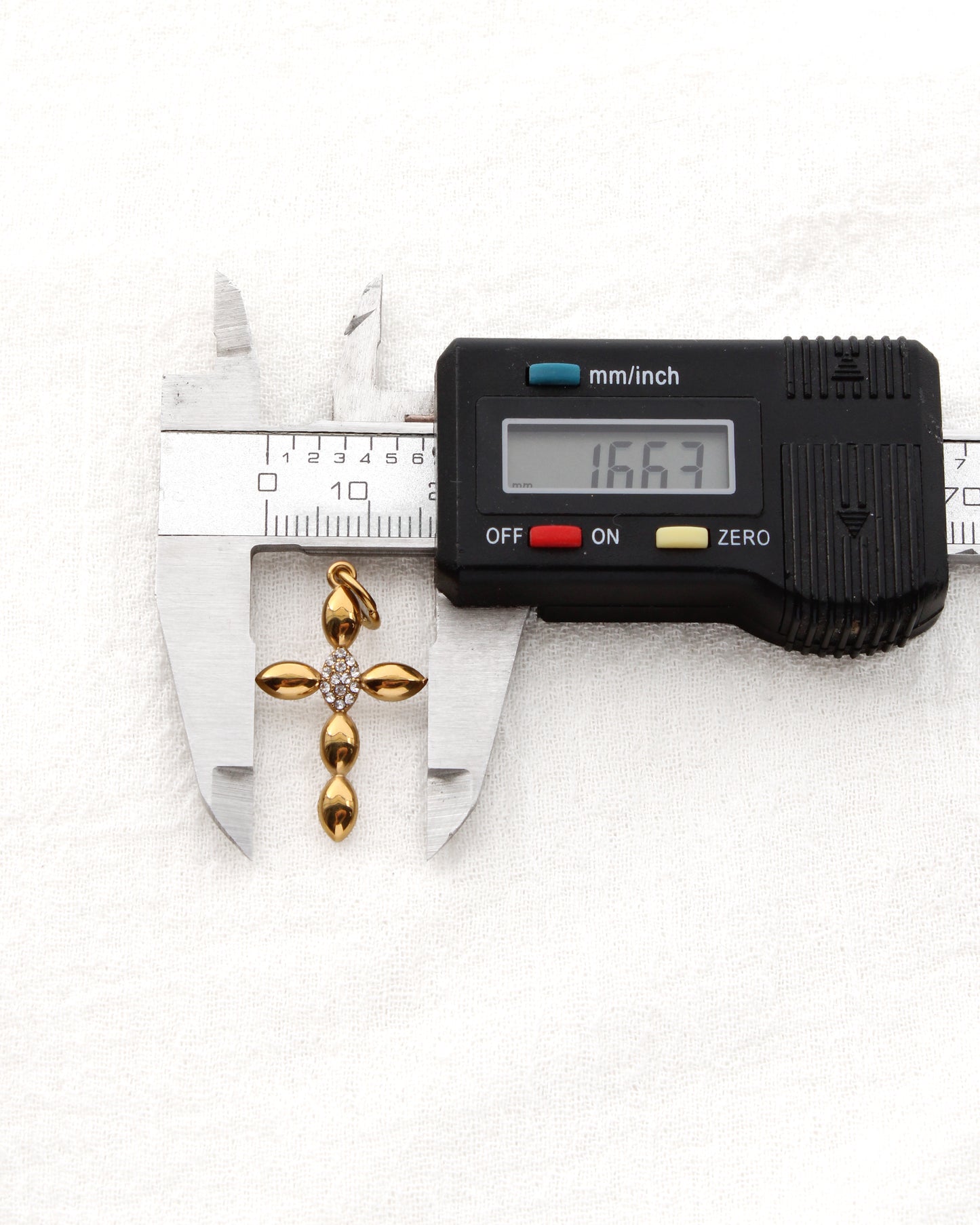 Cross PVD Charm, w/ Oval White CZ, CH353