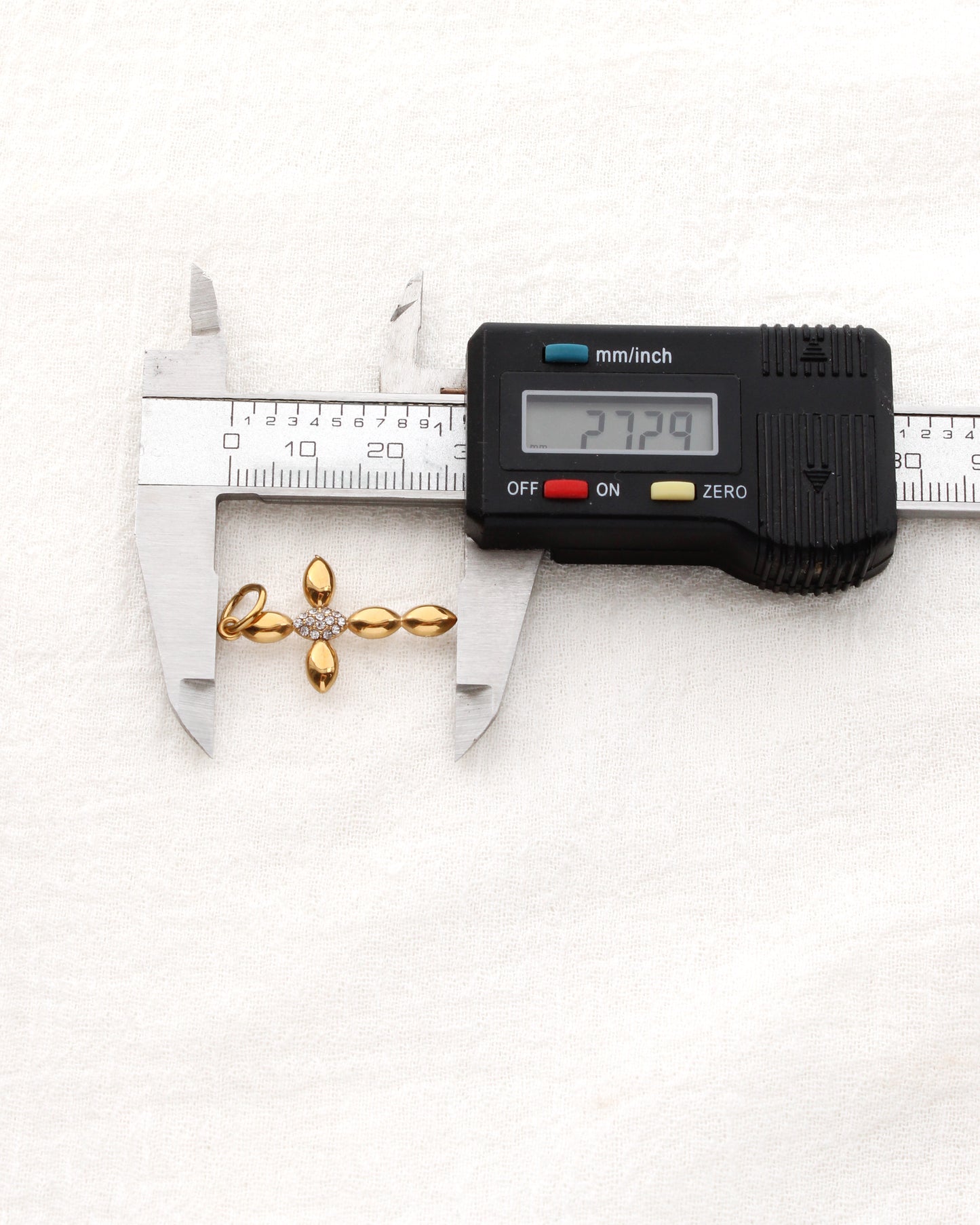Cross PVD Charm, w/ Oval White CZ, CH353