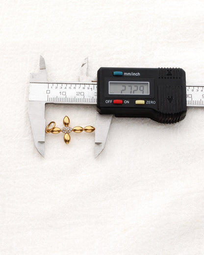 Cross PVD Charm, w/ Oval White CZ, CH353