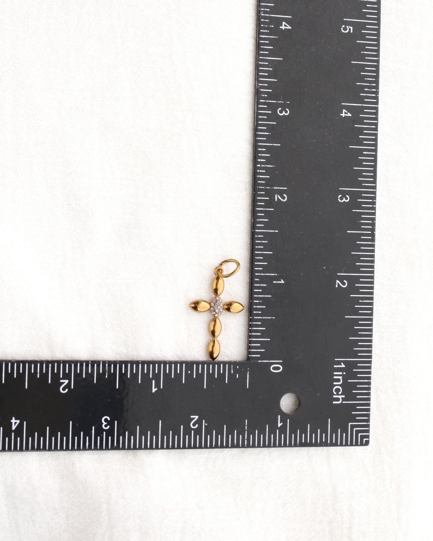 Cross PVD Charm, w/ Oval White CZ, CH353