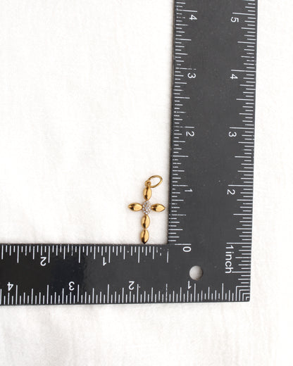 Cross PVD Charm, w/ Oval White CZ, CH353
