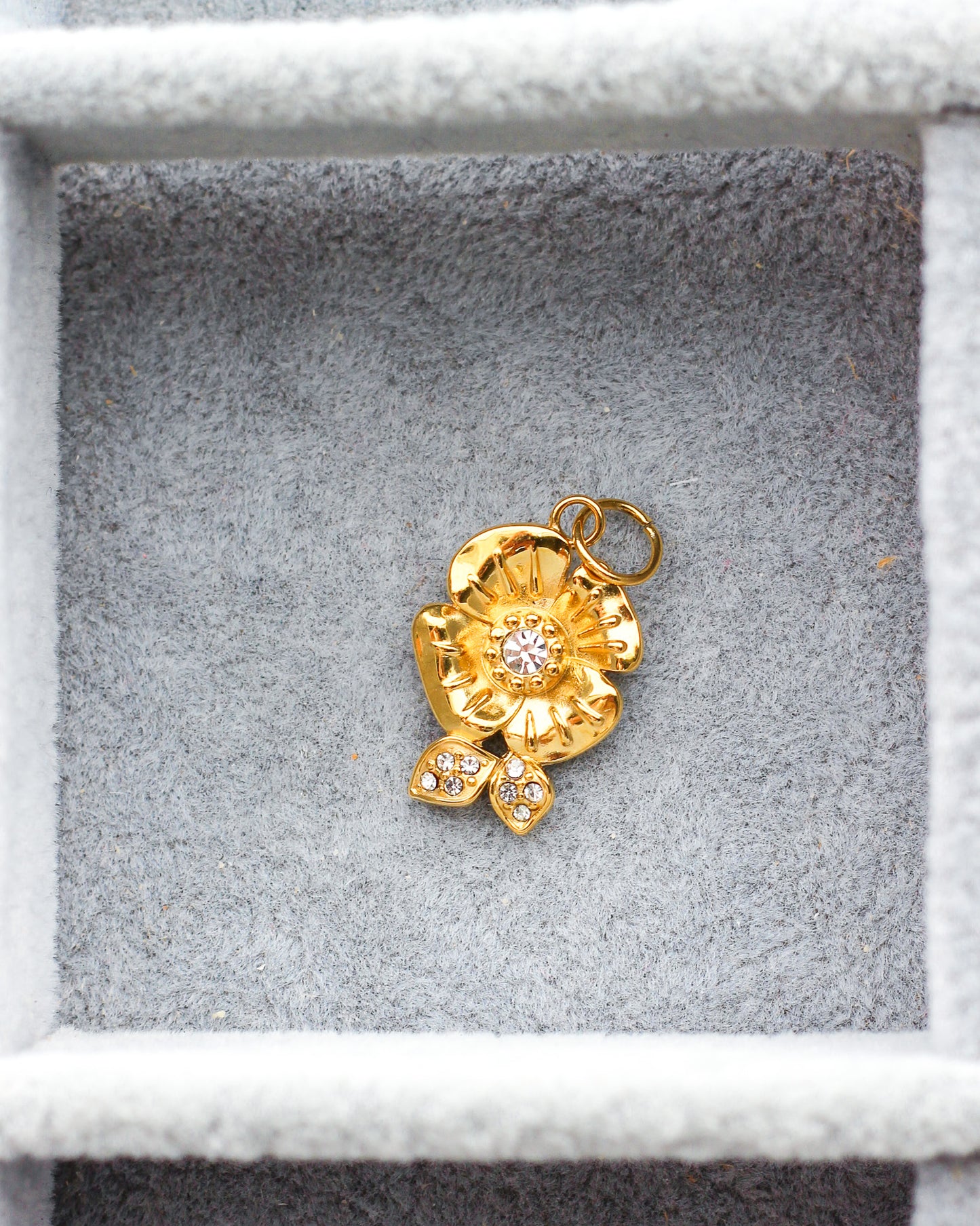 Flower PVD Charm with Cubic Zirconia, CH355
