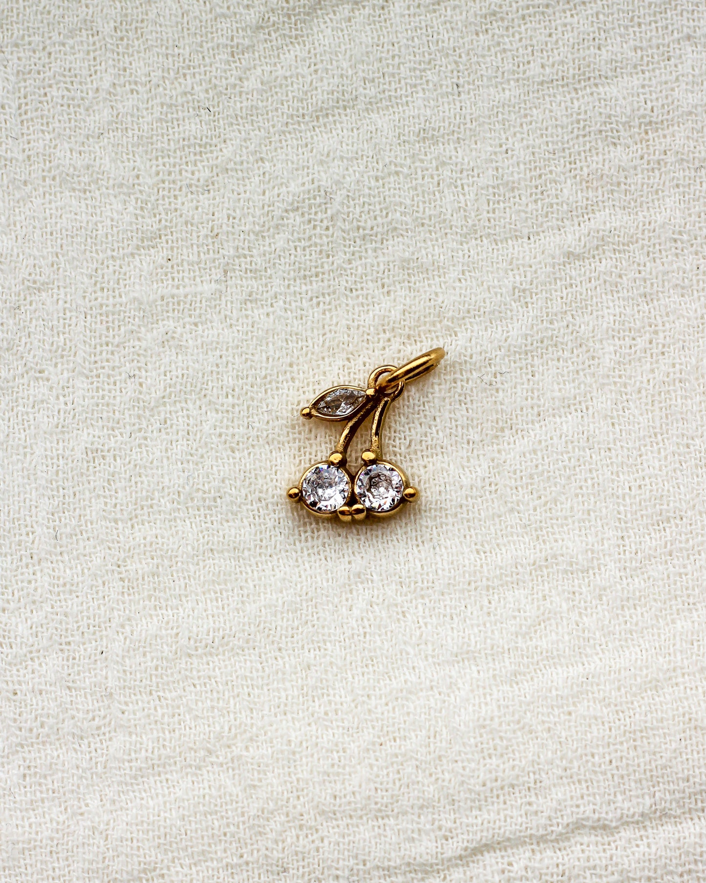 Cubic Zirconia Cherry PVD Charm, CH368