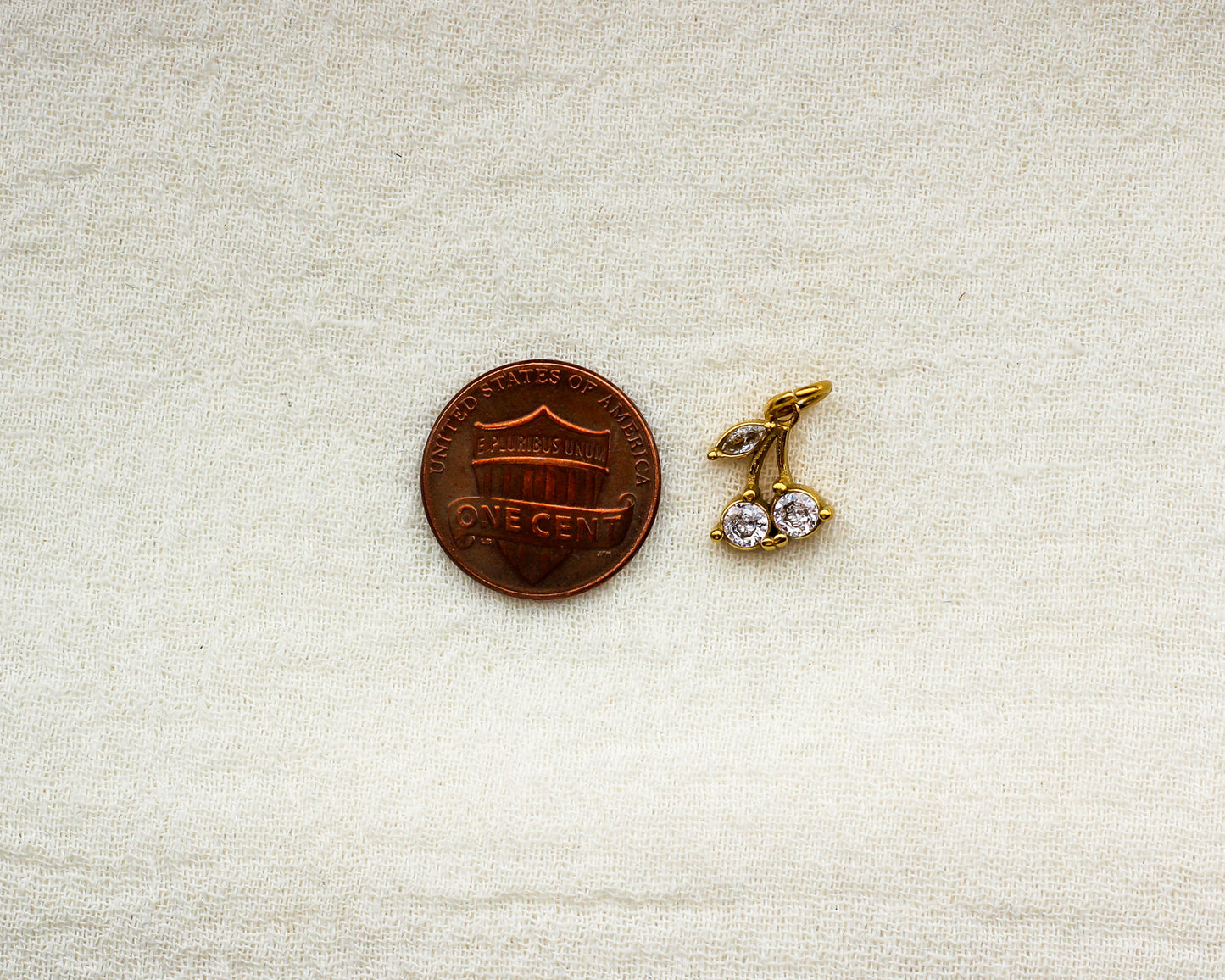 Cubic Zirconia Cherry PVD Charm, CH368