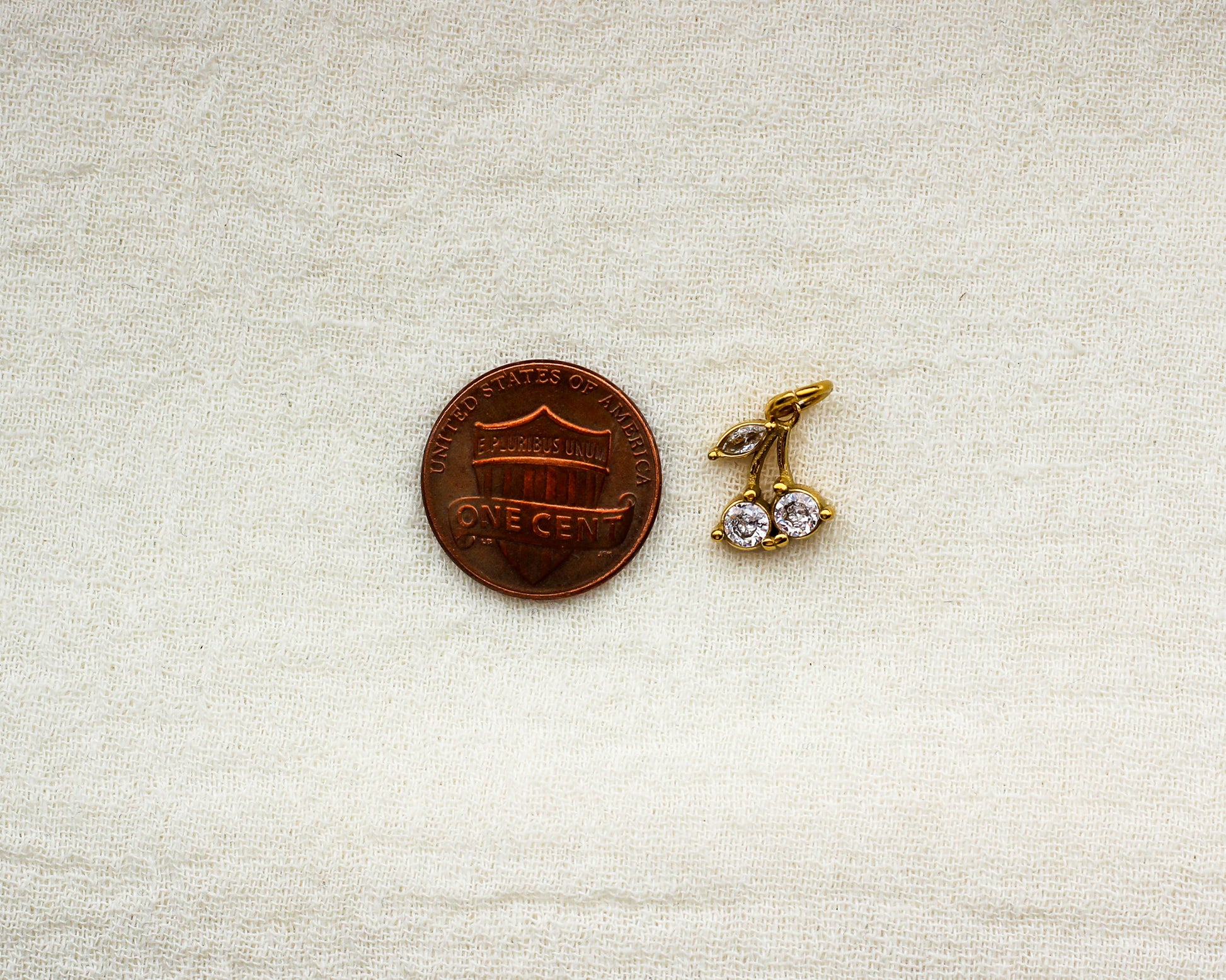 Cubic Zirconia Cherry PVD Charm, CH368