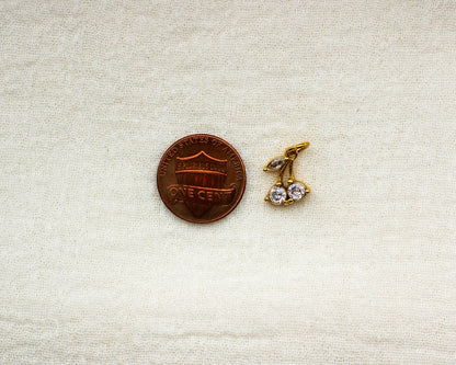 Cubic Zirconia Cherry PVD Charm, CH368