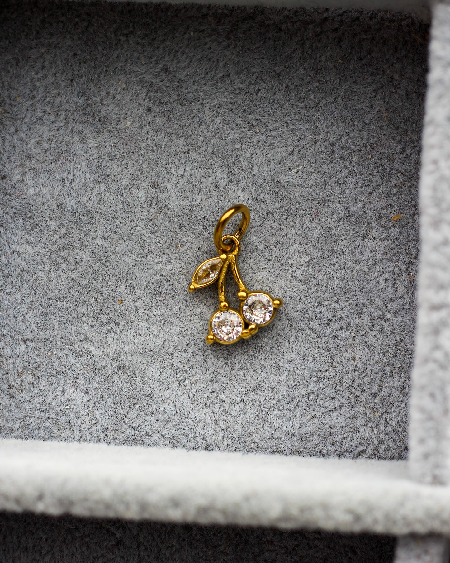Cubic Zirconia Cherry PVD Charm, CH368