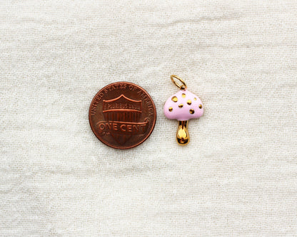 Pink Mushroom PVD Charm, CH366