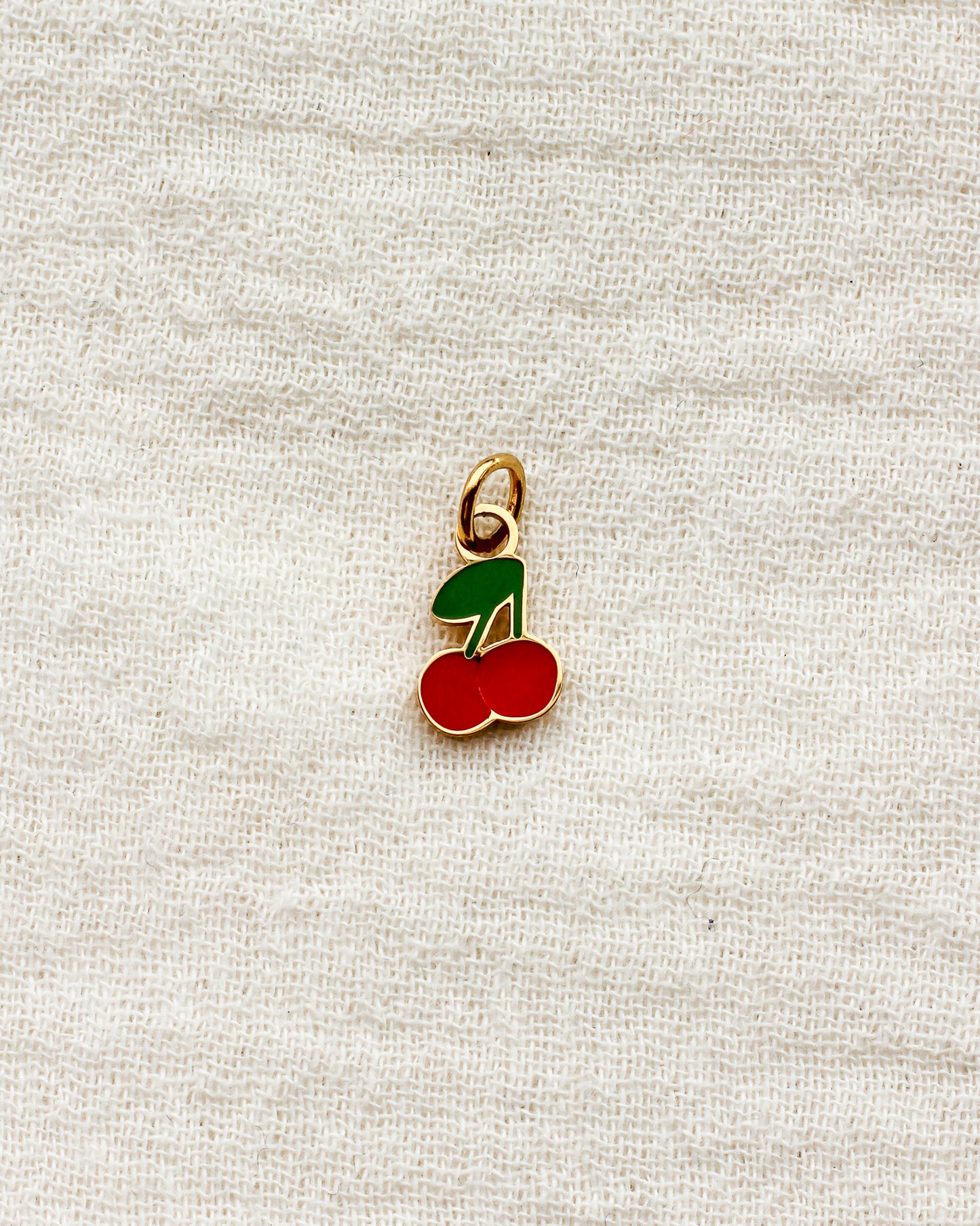 Cherry Enamel PVD Charm, CH437