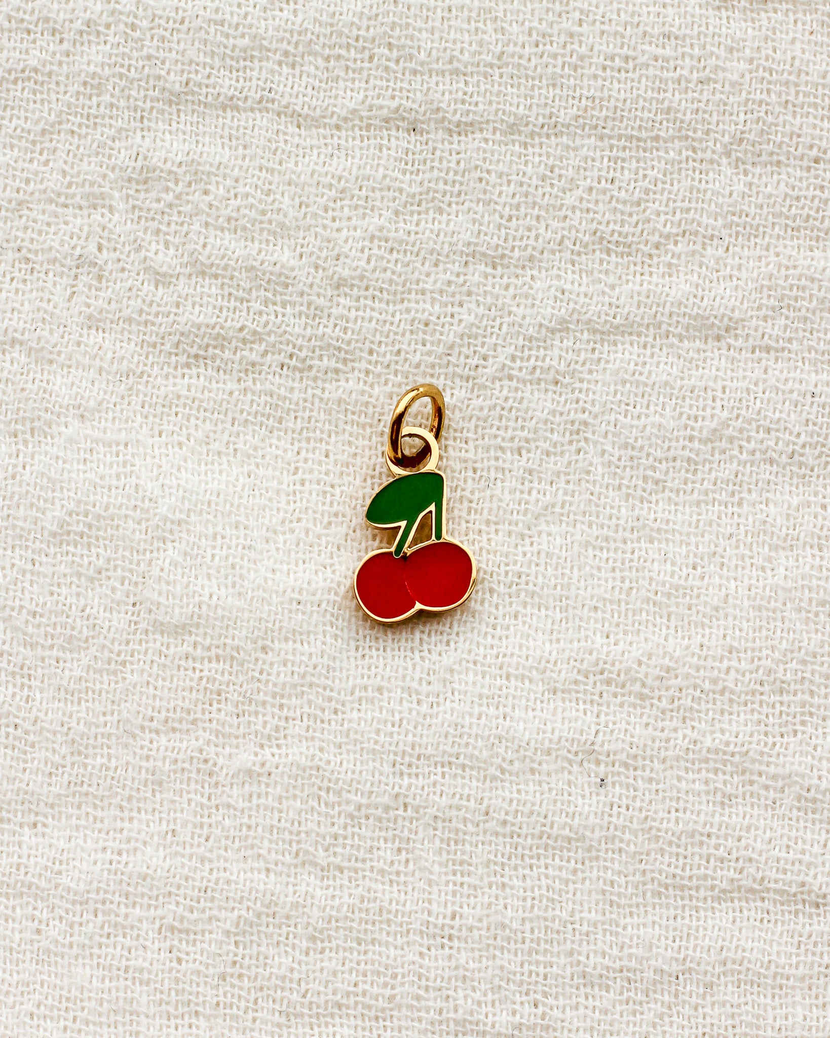 Cherry Enamel PVD Charm, CH437