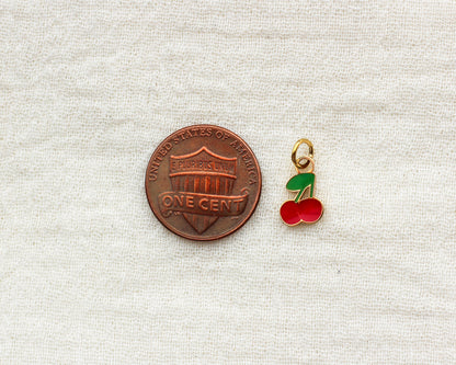 Cherry Enamel PVD Charm, CH437