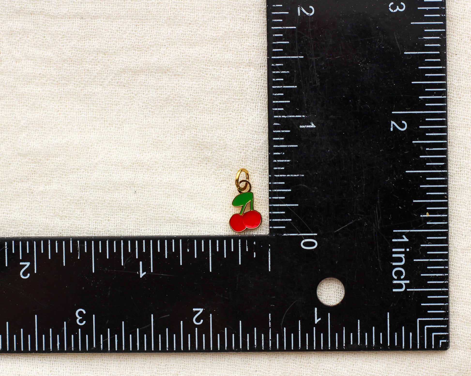 Cherry Enamel PVD Charm, CH437