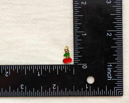 Cherry Enamel PVD Charm, CH437