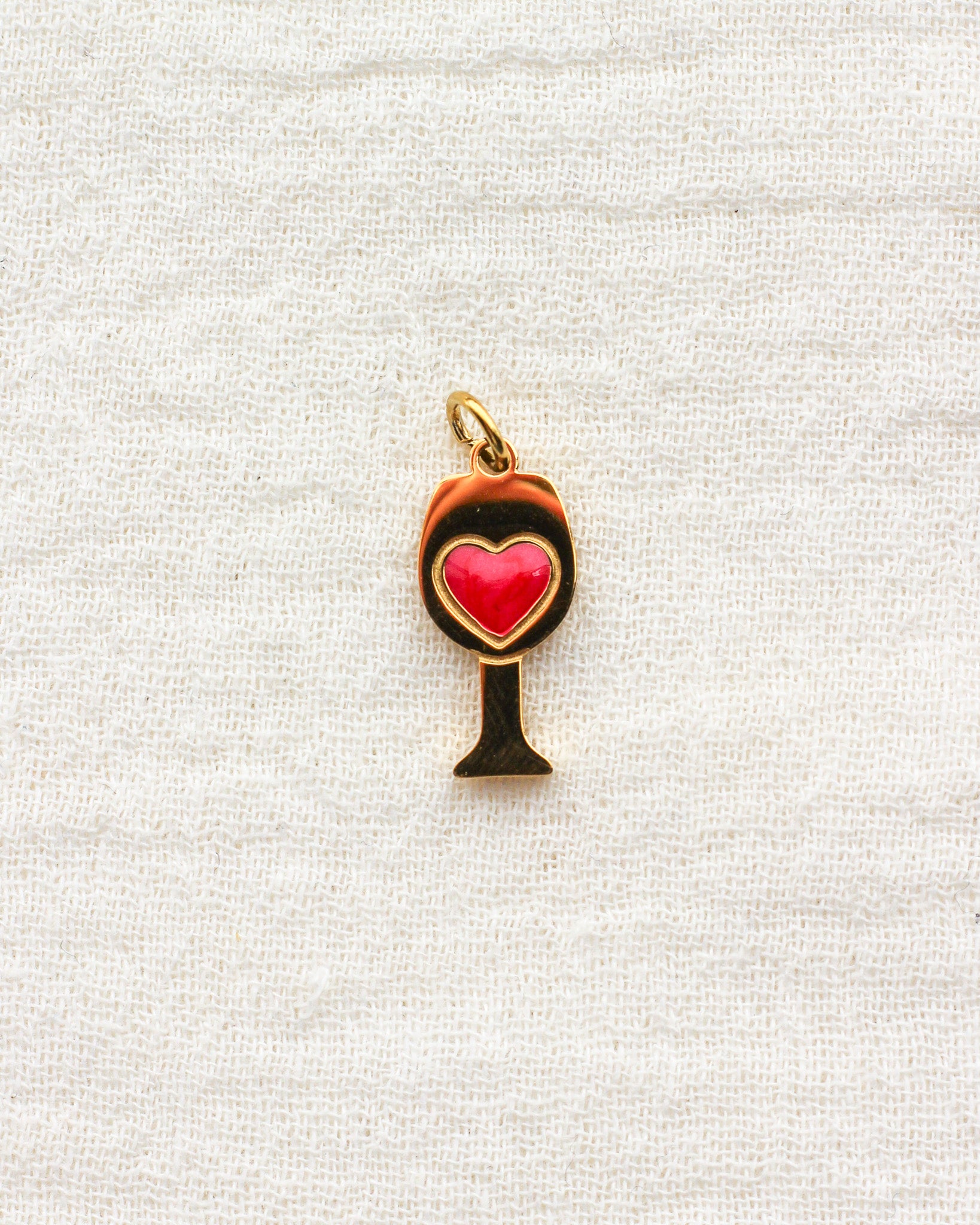 Heart Wine Glass PVD Charm, CH438