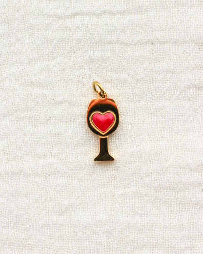 Heart Wine Glass PVD Charm, CH438