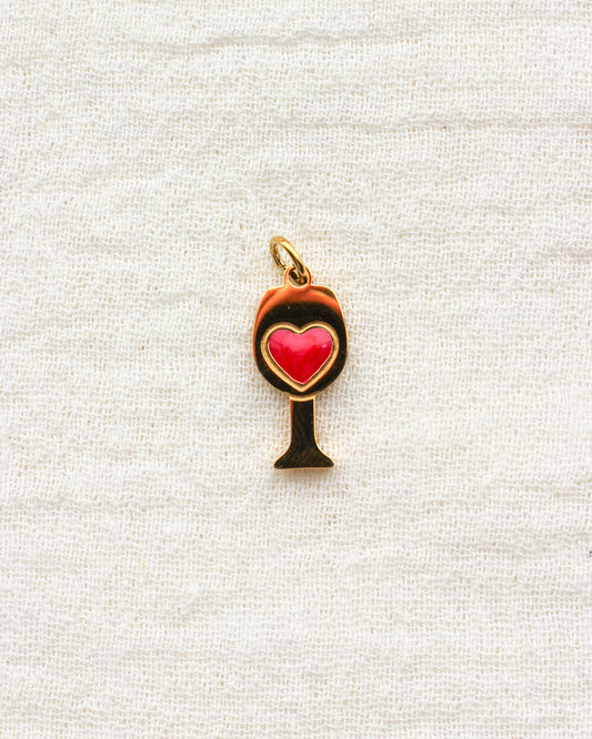 Heart Wine Glass PVD Charm, CH438